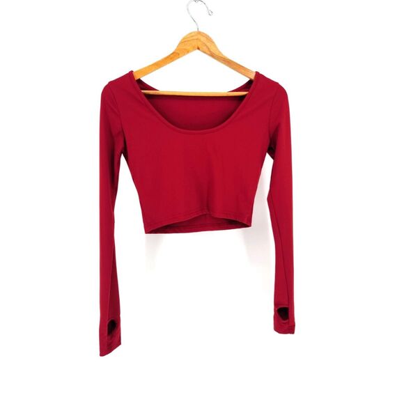 Squatwolf Crop Top Long Sleeve Burgundy Small - Picture 3 of 5